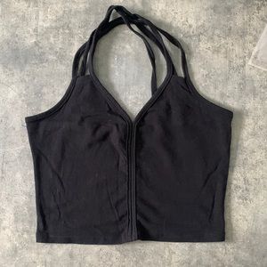 Black razorback crop top